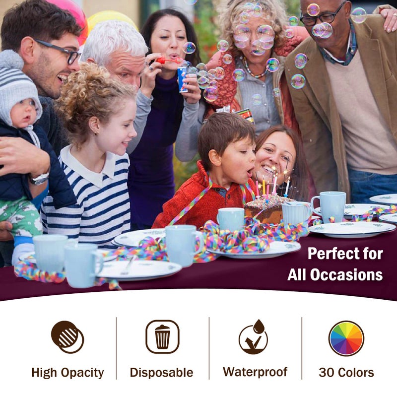 Party Solids 6-Pack Premium Plastic Tablecloth 54in. x 108in. Rectangle Plastic Table Cover - Plum - Image 5